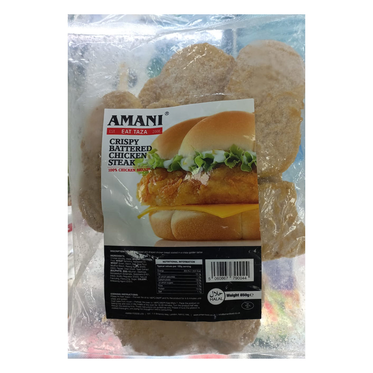 Buy Amani Crispy Battered Chicken Steak 850g at Veenas.com - Online Indian Grocery Store UK.