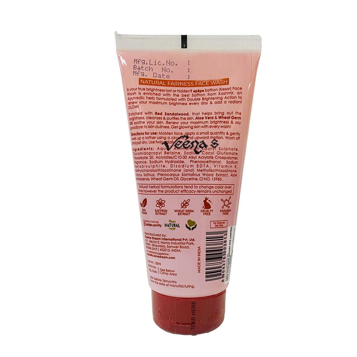 Buy Apapa Saffron Face Wash 150ml at Veenas.com - Online Indian Grocery Store UK
