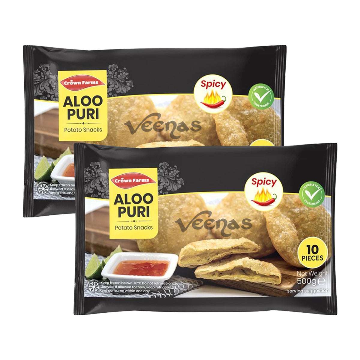 Crown Farms 10 Aloo Puri Original 450g (Pack of 2)