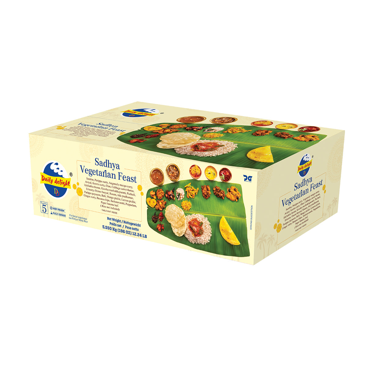 Buy Daily Delight Frozen Onam Sadhya (5 Serve) 5.55kg at Veenas.com - Online Indian Grocery Store UK
