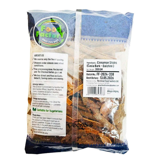Food Factory Cinnamon Sticks(Casia Bark-Dalchini) 300g