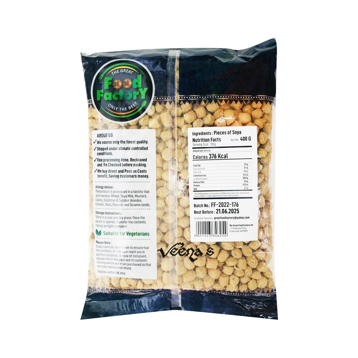 Buy Food Factory Soya Chuks 400g at Veenas.com - Online Indian Grocery Store UK