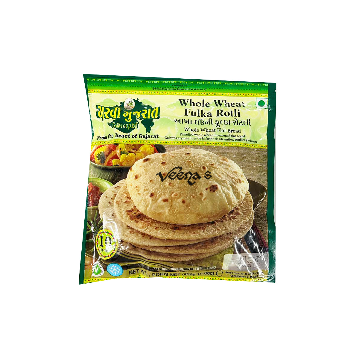 Garvi Gujarat Wholewheat Fulka Roti 350g veenas