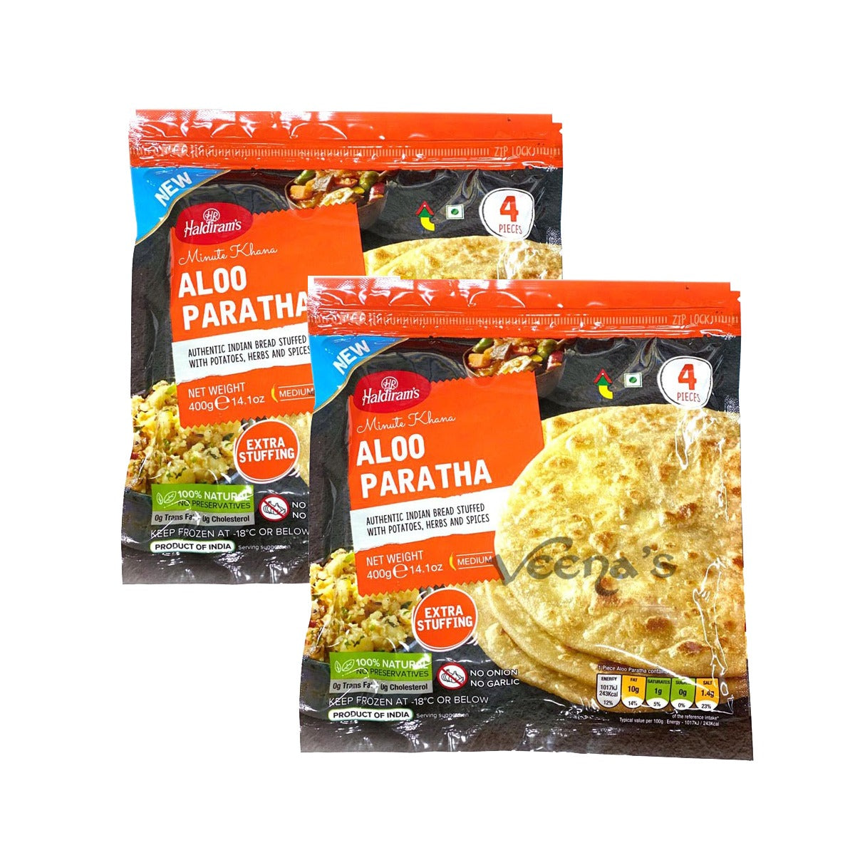 Haldiram's Aloo Paratha 400g 4Pcs(Pack of 2)
