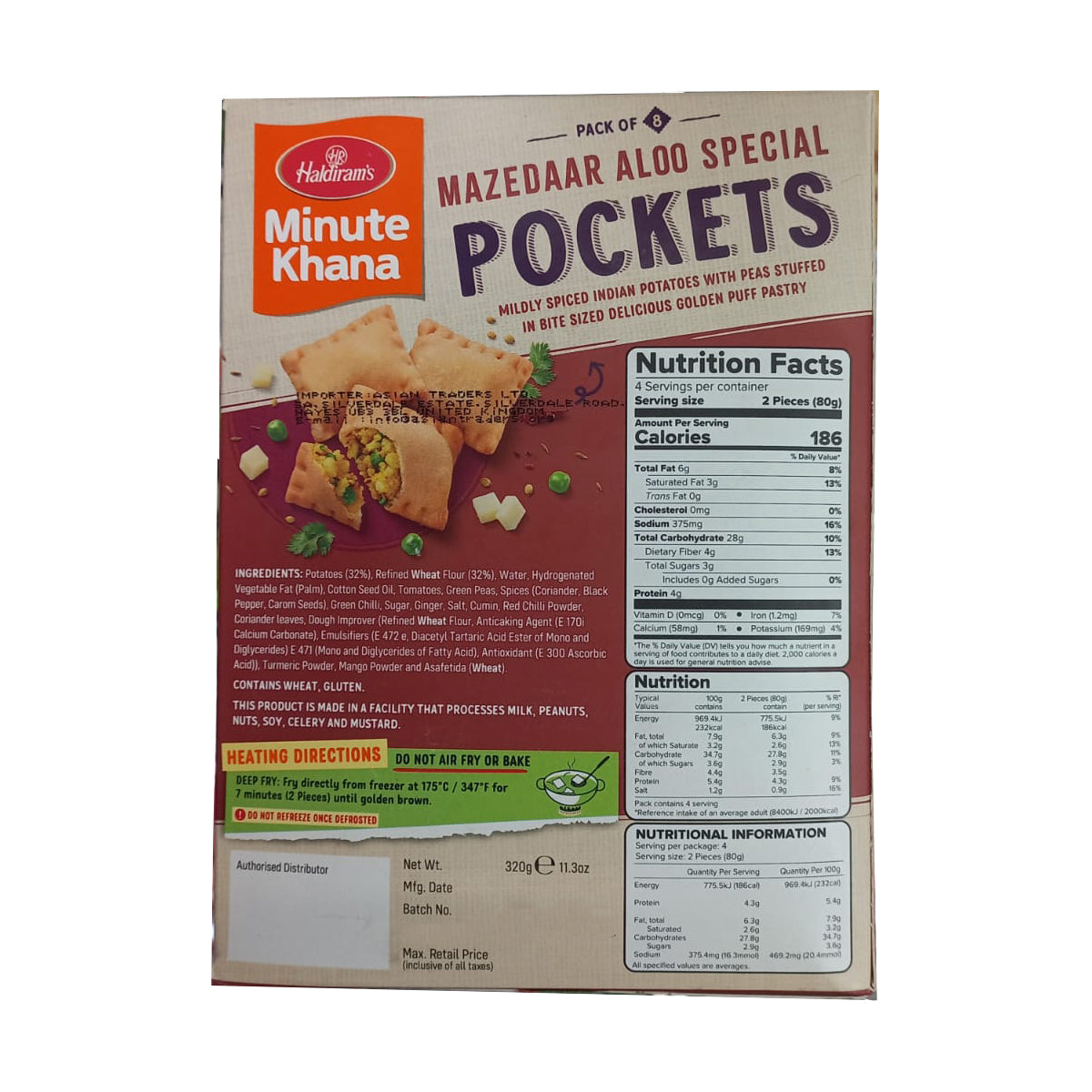 Buy Haldiram's Mazedaar Aloo Pockets 320g at Veenas.com - Online Indian Grocery Store UK