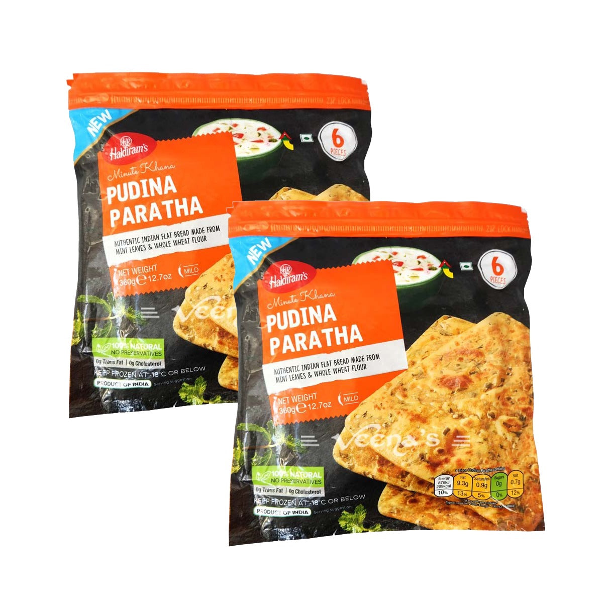 Buy Haldiram's Pudina Paratha 360g (Pack of 2) at Veenas.com - Online Indian Grocery Store UK