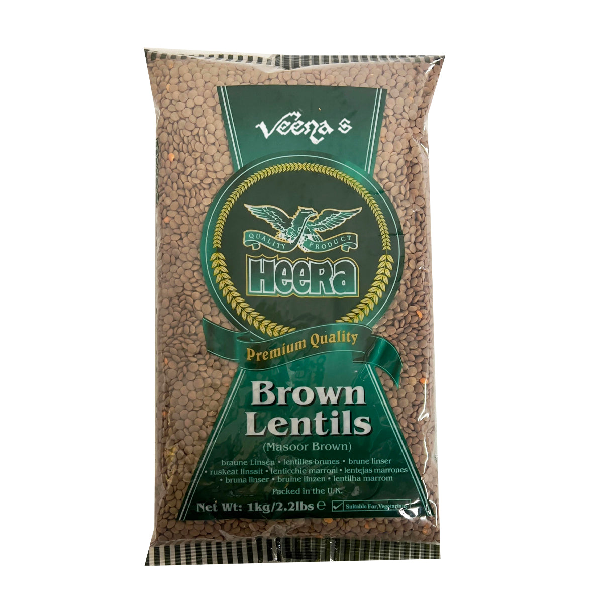 Buy Heera Brown Lentils (Masoor) 1kg at Veenas.com - Online Indian Grocery Store UK
