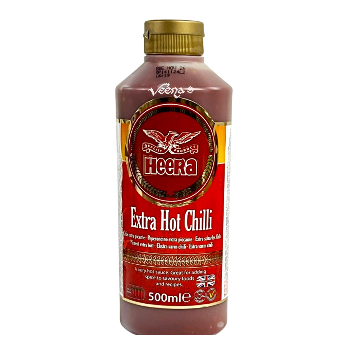 Buy Heera Chilli Sauce Extra Hot 500g at Veenas.com - Online Indian Grocery Store UK