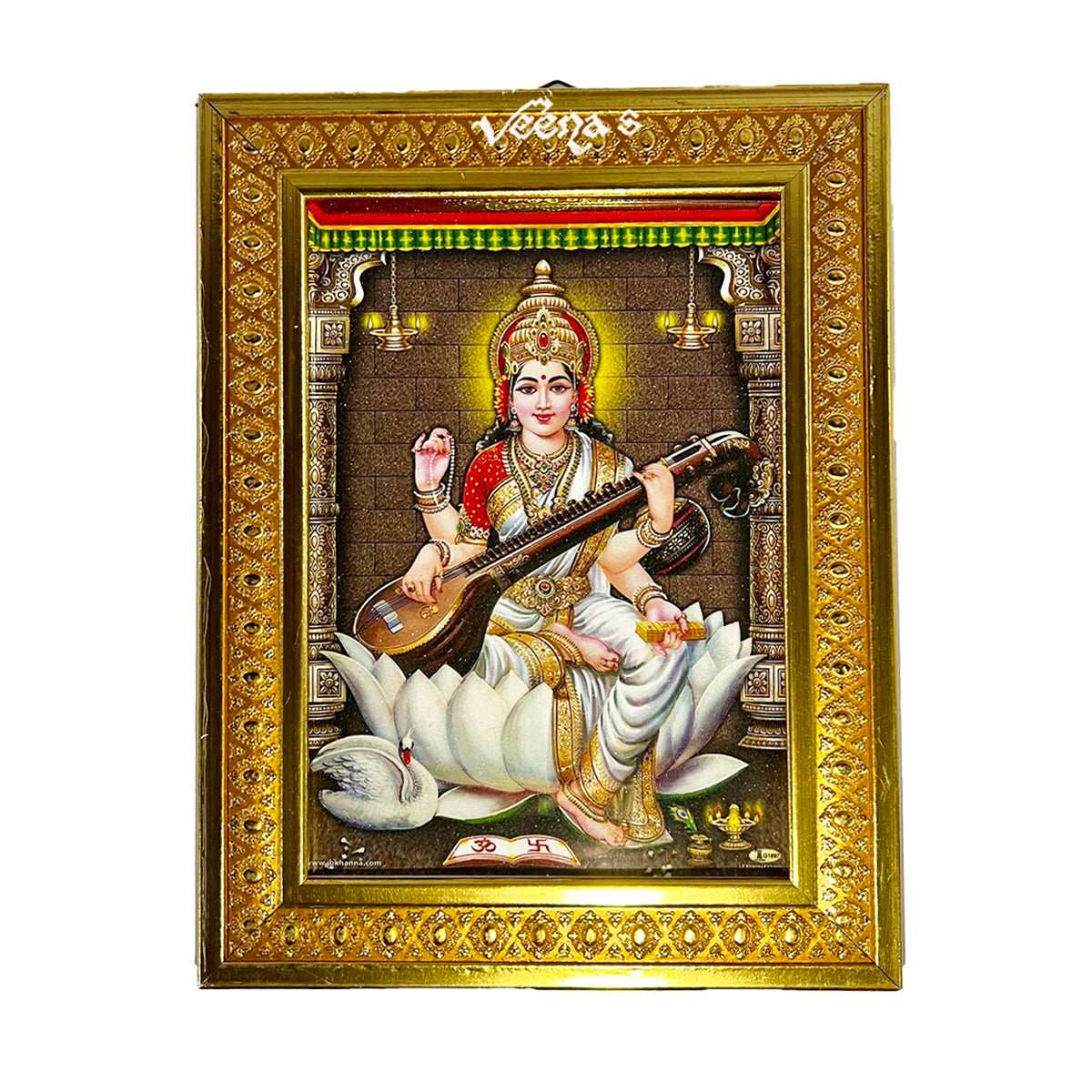 Buy Hindu God Photo Frame (Godness Saraswathi) (Size 21cm*16.5cm) at Veenas.com - Online Indian Grocery Store UK