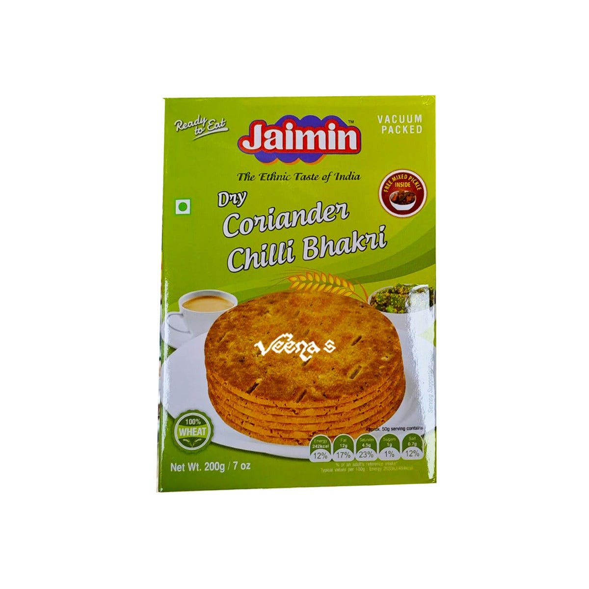 Buy Jaimin Coriander Chilli Bhakri 200g at Veenas.com - Online Indian Grocery Store UK