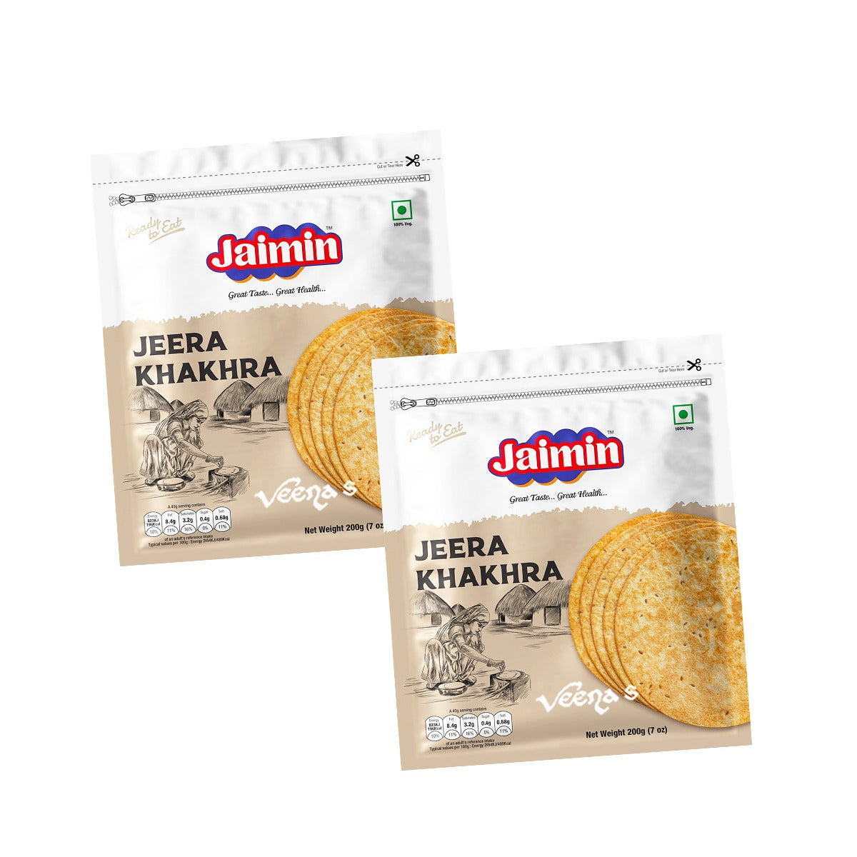 Jaimin Jeera Khakhra 200g (Pack of 2)