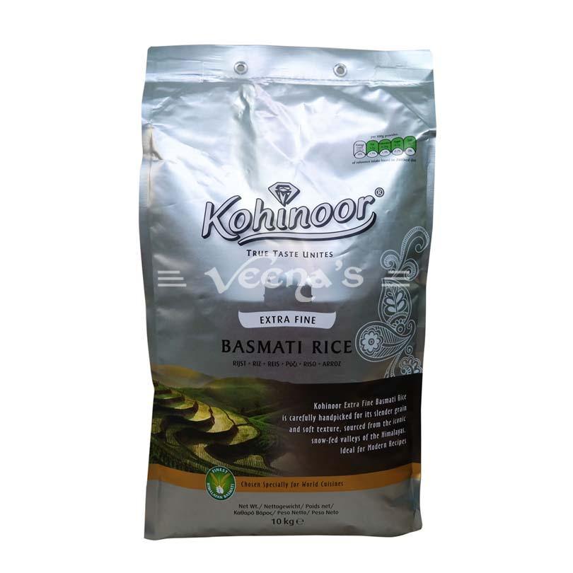 Buy Kohinoor Extra Fine Basmati Rice (Silver) 10kg at Veenas.com - Online Indian Grocery Store UK