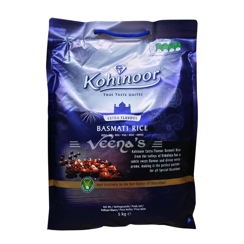 Buy Kohinoor Extra Flavour Basmati Rice (Blue) 5kg at Veenas.com - Online Indian Grocery Store UK