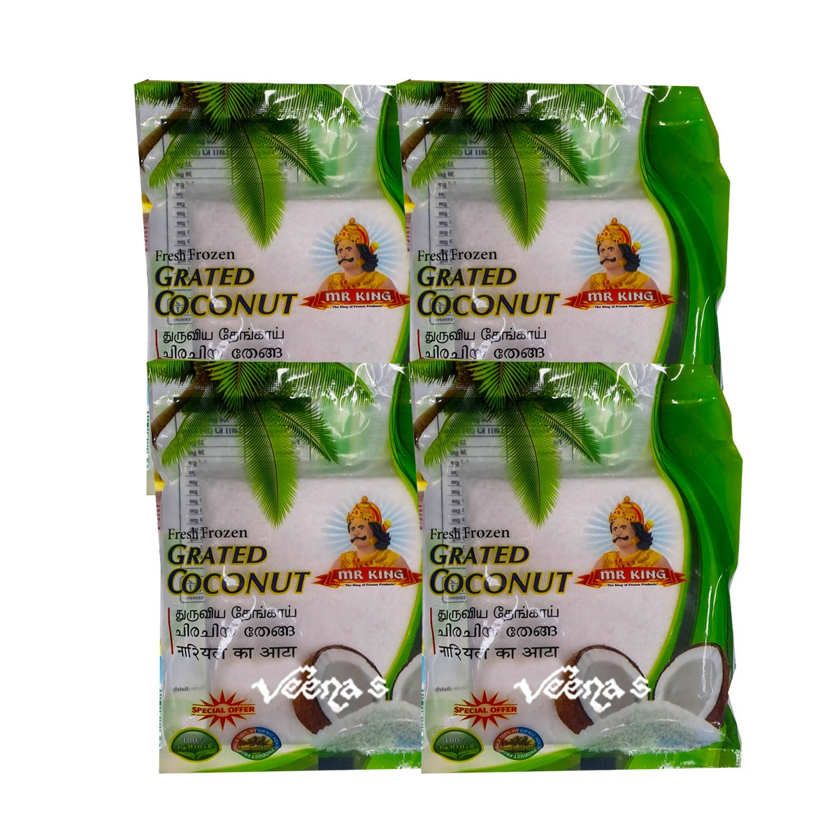 Buy Mr King Grated Coconut Pack of 4 400g at Veenas.com - Online Indian Grocery Store UK