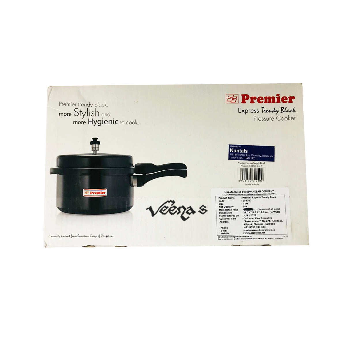 Premier Black Pressure Cooker 2 lit