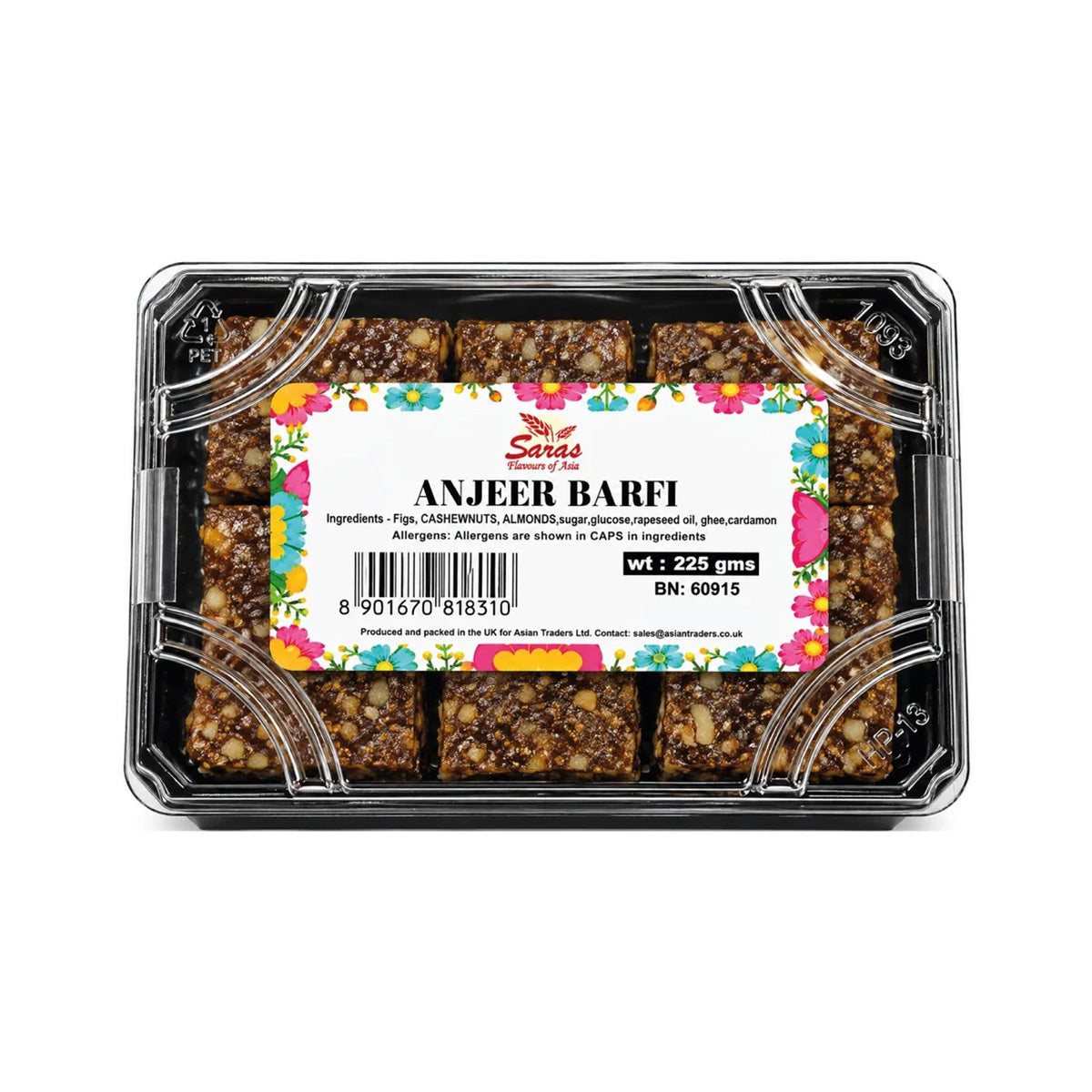 Buy Saras Anjeer Barfi 225g at Veenas.com - Online Indian Grocery Store UK