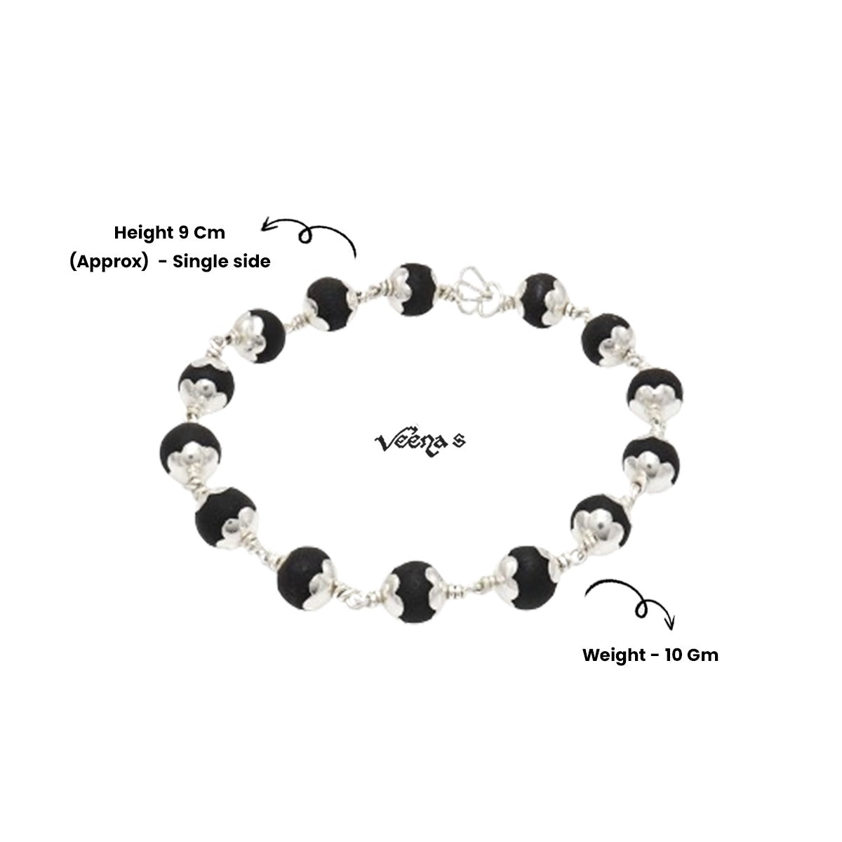 Silver Karungali Bracelet(Original) (Ebony Wood)