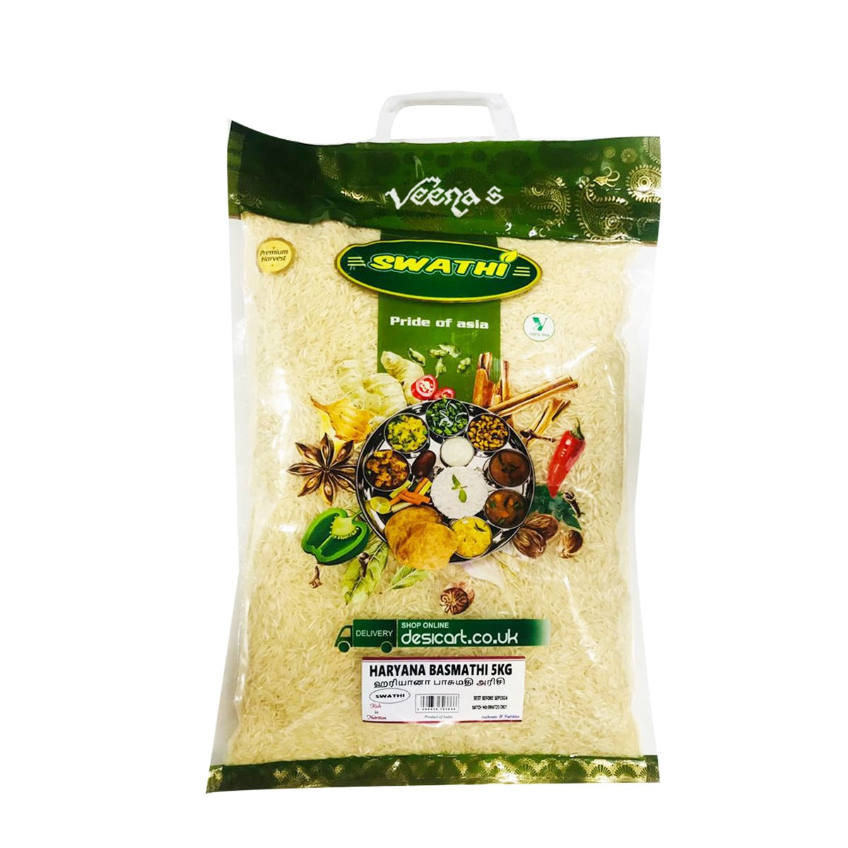 Buy Swathi Haryana Basmati Rice 5kg at Veenas.com - Online Indian Grocery Store UK