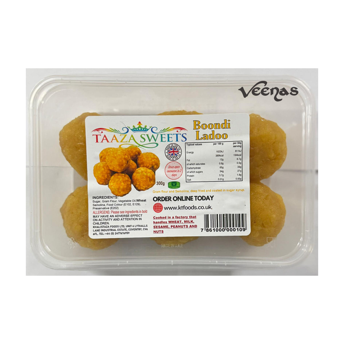 Buy Taaza Sweets Boondi Ladoo 300g at Veenas.com - Online Indian Grocery Store UK