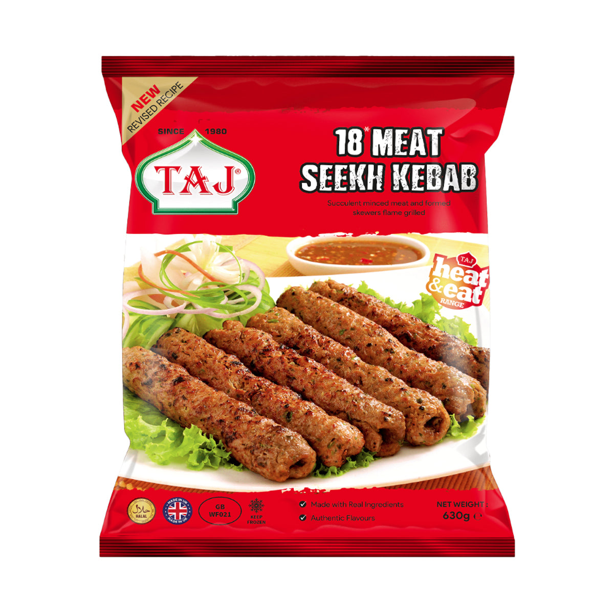 Buy Taj 18 Meat Seekh Kebab 630g at Veenas.com - Online Indian Grocery Store UK
