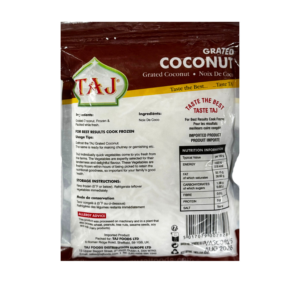 Buy Taj Grated Coconut 300g at Veenas.com - Online Indian Grocery Store UK