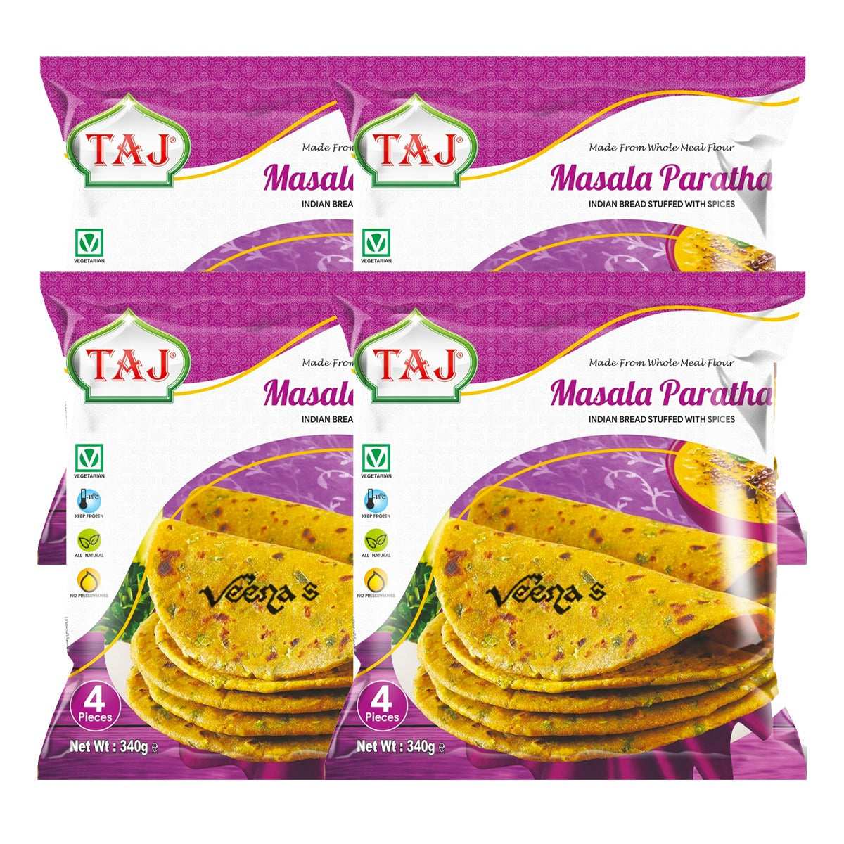Buy Taj Masala Paratha 400g (Pack of 4) at Veenas.com - Online Indian Grocery Store UK