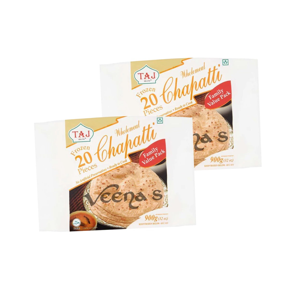 Taj Wholemeal Chapatti 900g (Pack of 2)