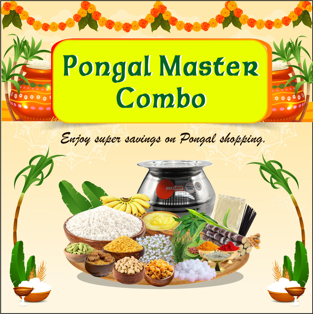 Veena's Pongal Master Combo with Pooja Products