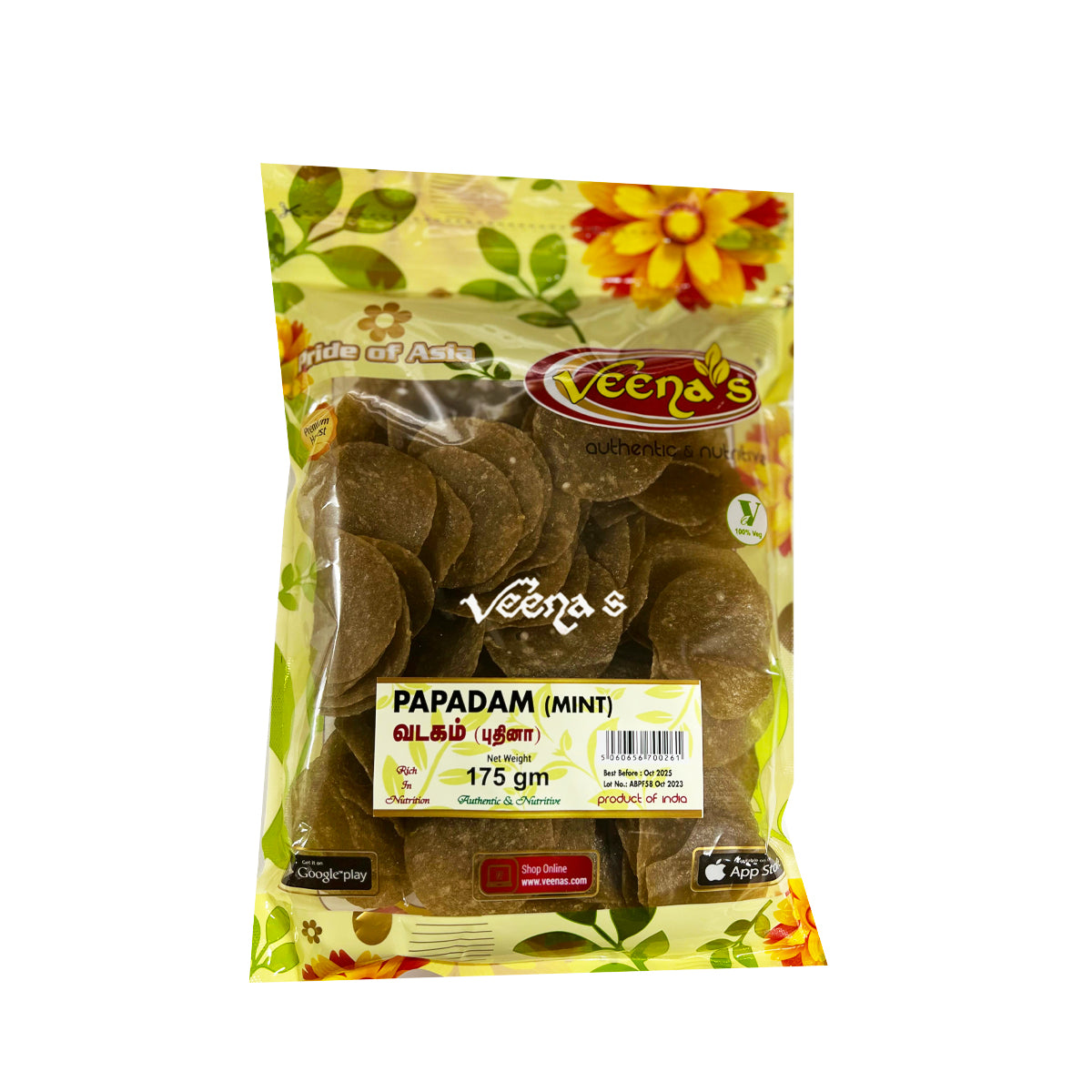 Veena's Papadam (Mint) 175g