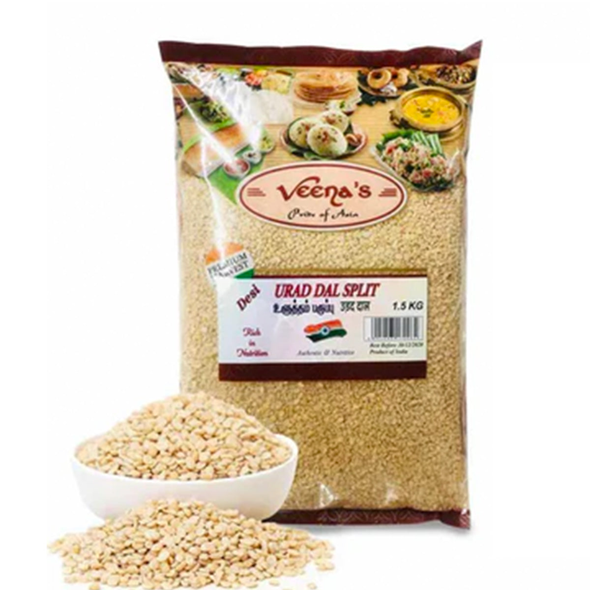 Buy Veena's Urad Dal Split 1.5kg at Veenas.com - Online Indian Grocery Store UK