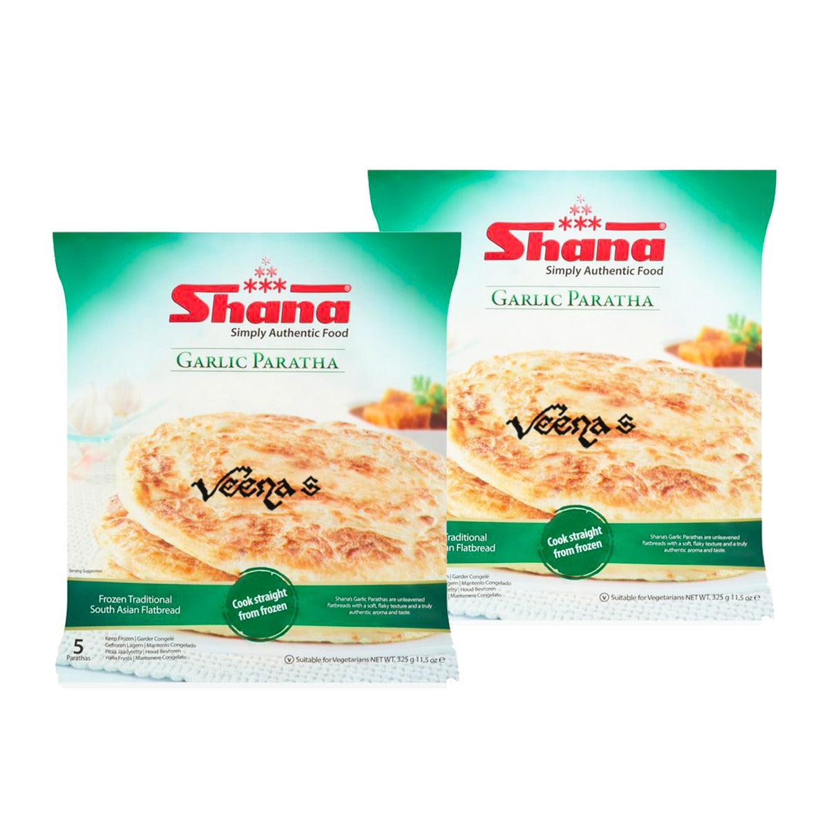 Buy Shaana Garlic Paratha 5pcs 400g(pack of 2) at Veenas.com - Online Indian Grocery Store UK