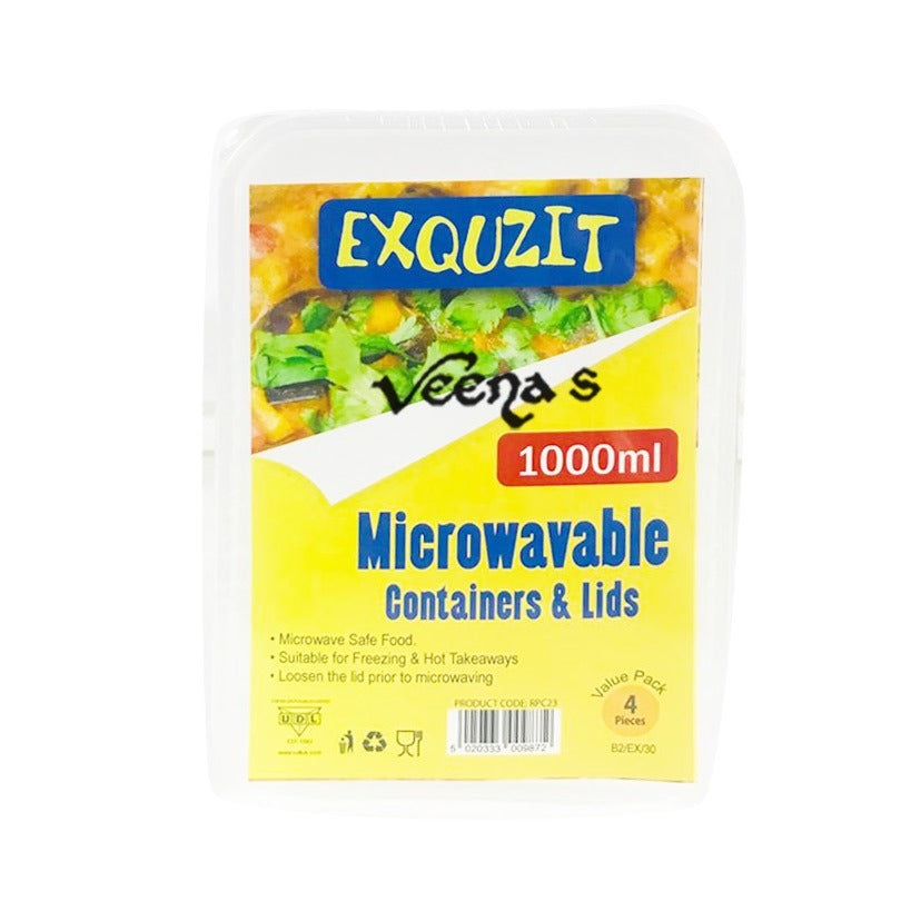 Udl Exquzit Microwavable Containers & Lids 1000ml (RPC23)