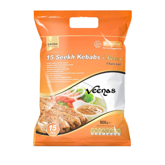 Crown 15 Seekh Kebab Chicken(Charcoal Flavour) 900g