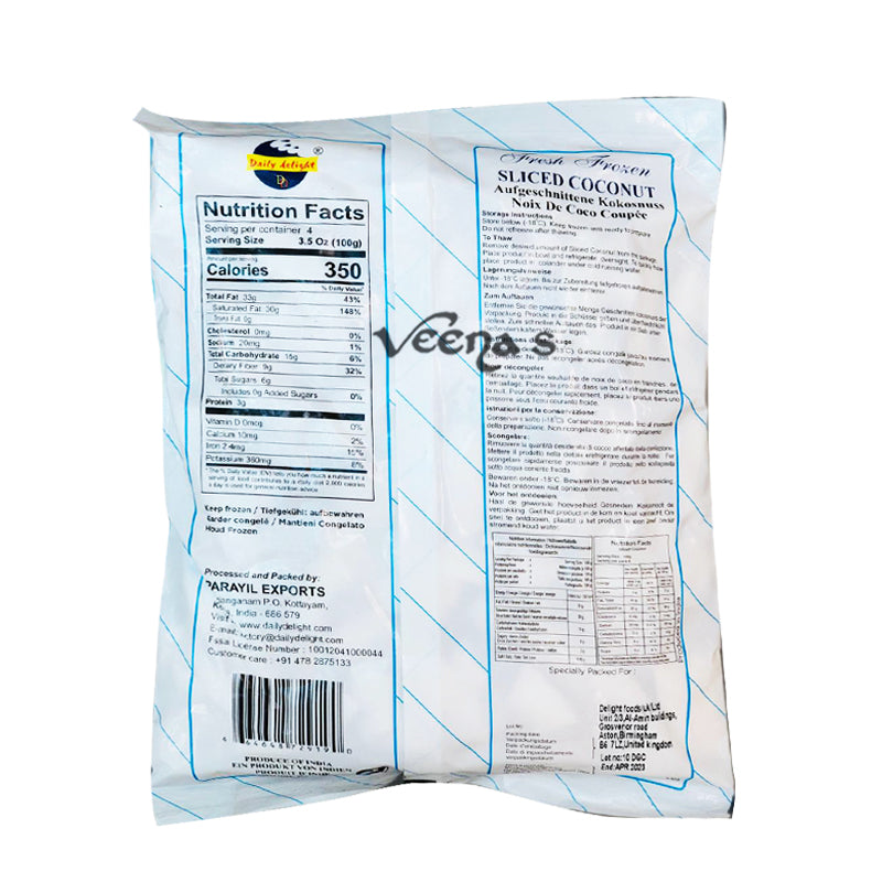 Buy Daily Delight Sliced Coconut 400g at Veenas.com - Online Indian Grocery Store UK