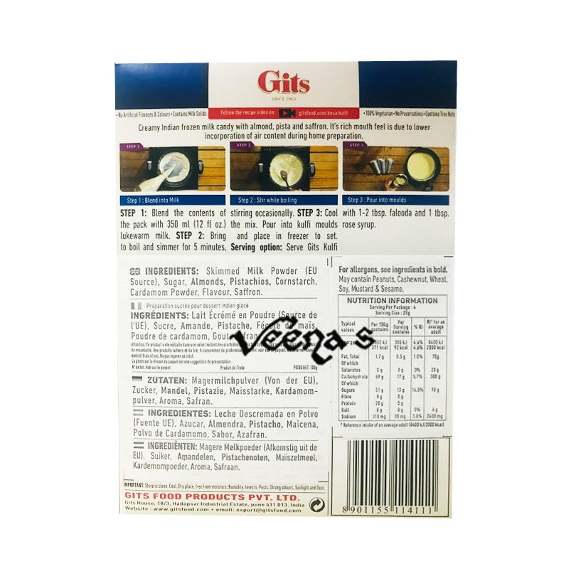 Buy Gits Kesar Kulfi Dessert Mix 100g at Veenas.com - Online Indian Grocery Store UK