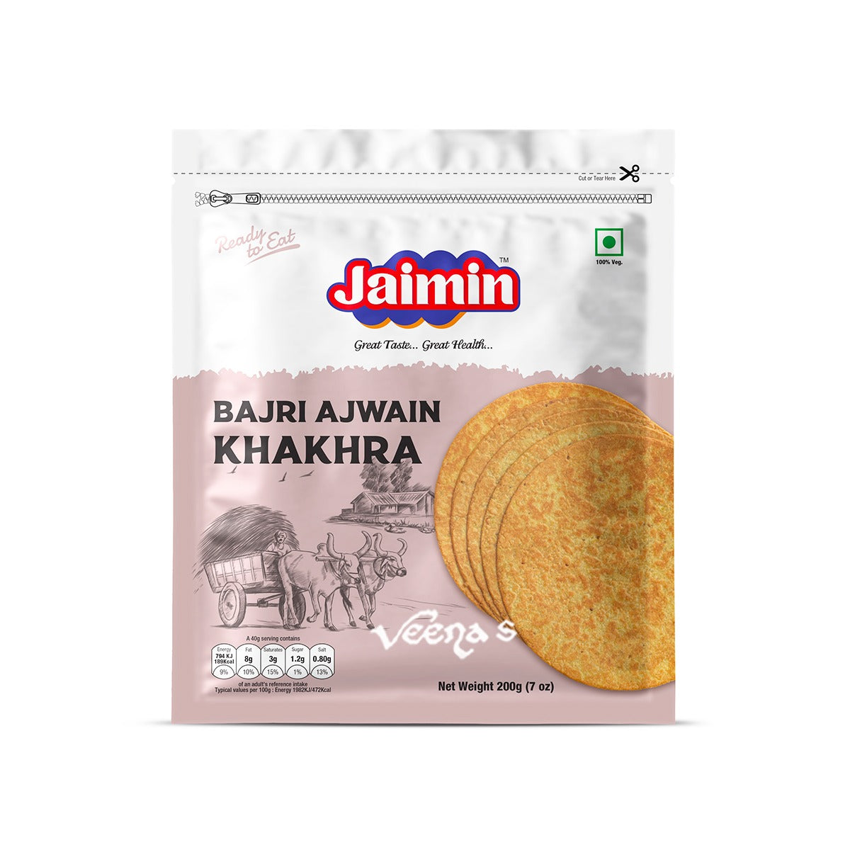 Buy Jaimin Bajri Ajwain Khakhra 200g at Veenas.com - Online Indian Grocery Store UK