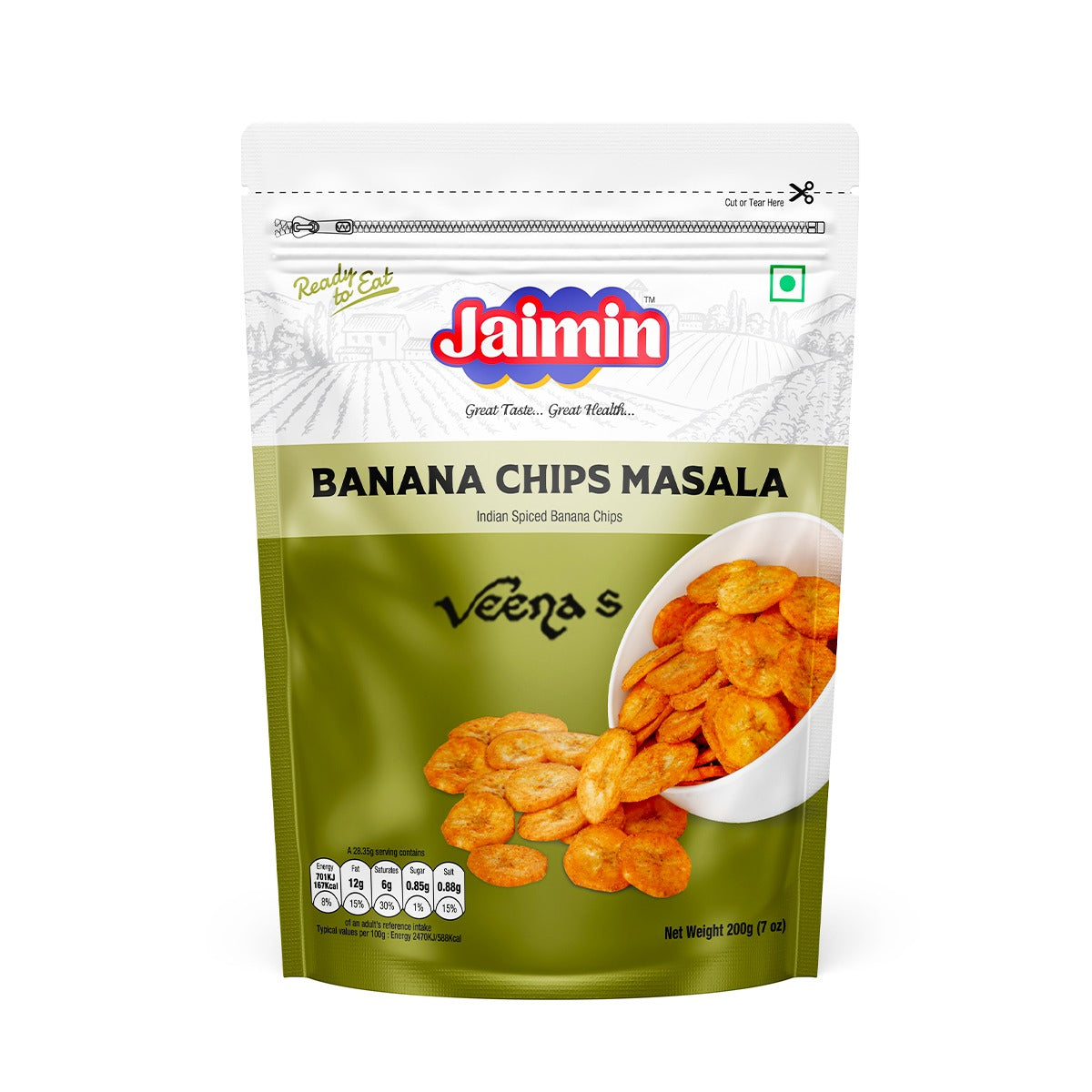 Buy Jaimin Banana Chips (Masala) 200g at Veenas.com - Online Indian Grocery Store UK