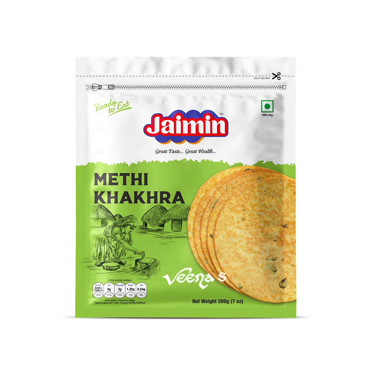Buy Jaimin Methi Khakhra 200g at Veenas.com - Online Indian Grocery Store UK