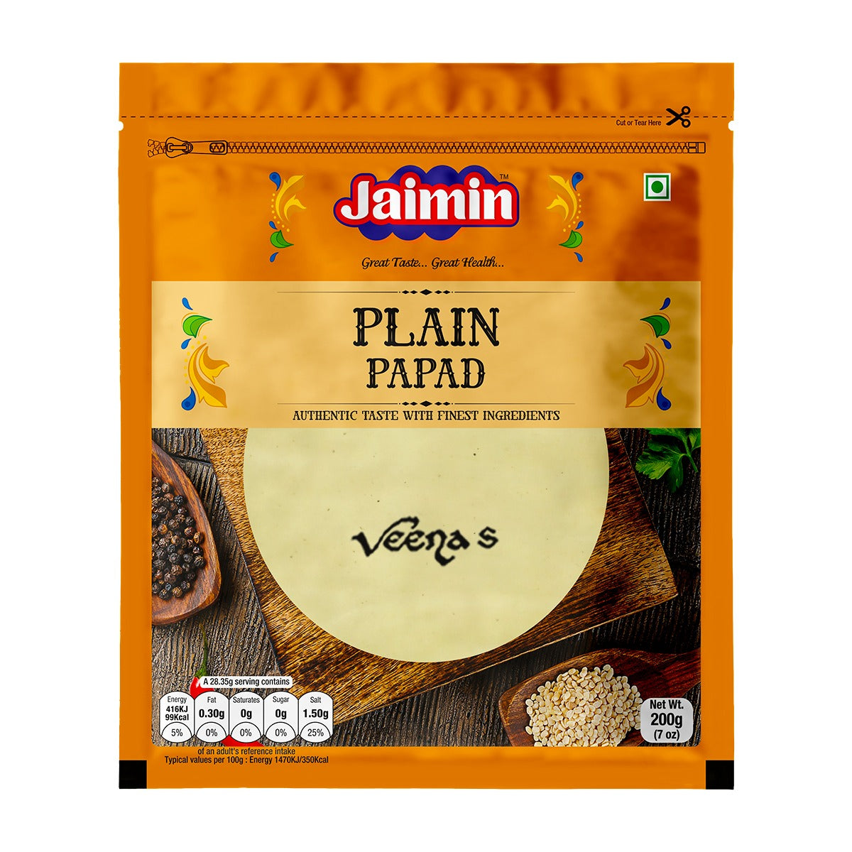 Buy Jaimin Plain Papad 200g at Veenas.com - Online Indian Grocery Store UK