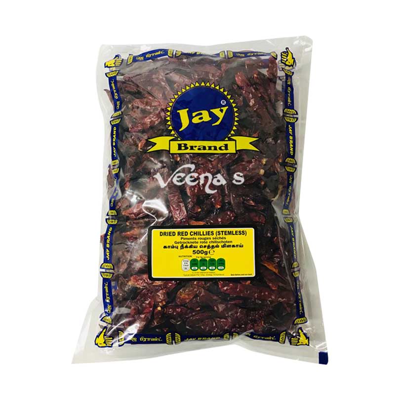 Buy Jay Brand Dried Red Chilli 500g at Veenas.com - Online Indian Grocery Store UK