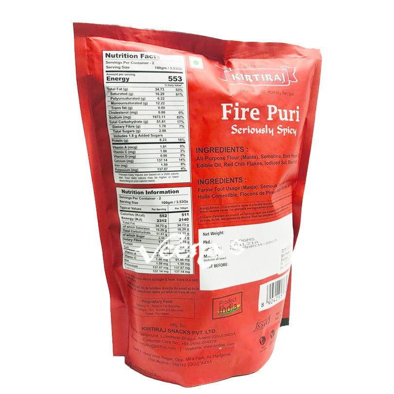 Buy Kirtiraj Fire Puri 200g at Veenas.com - Online Indian Grocery Store UK