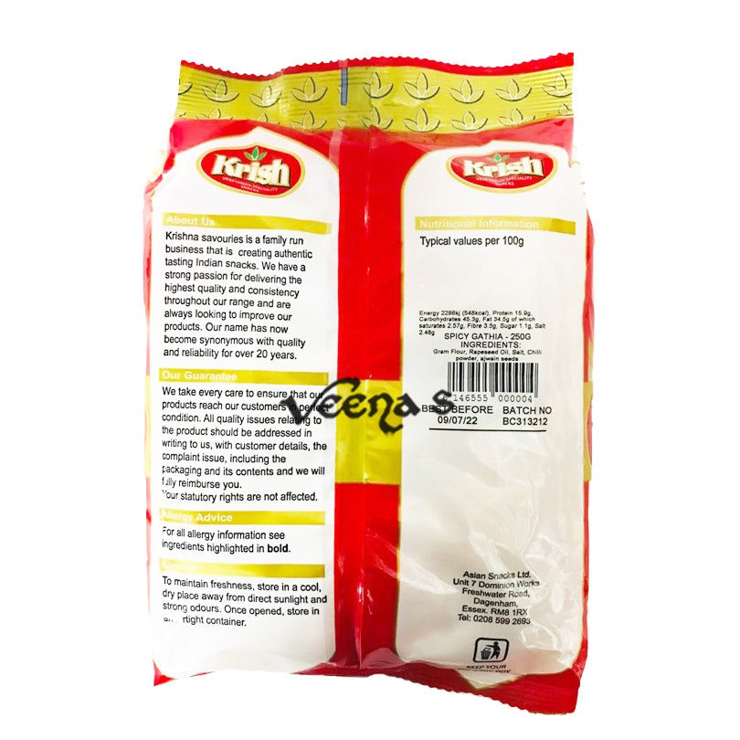 Buy Krish Spicy Gathia 250g at Veenas.com - Online Indian Grocery Store UK