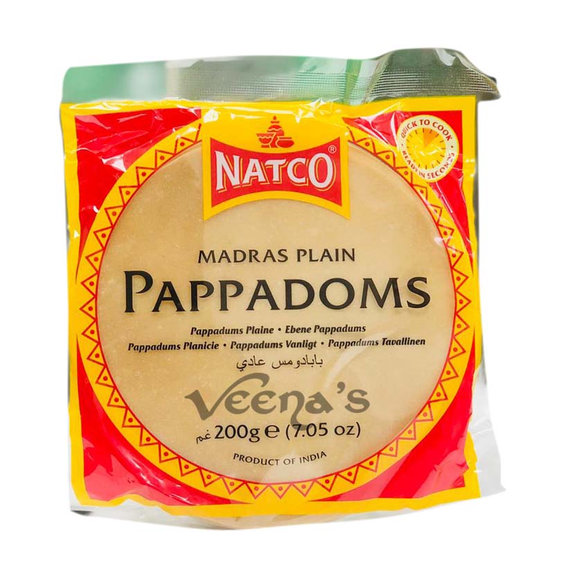 Buy Natco Madras Plain Pappadoms 200g at Veenas.com - Online Indian Grocery Store UK