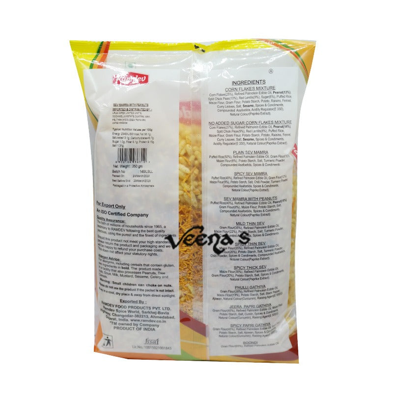 Buy Ramdev Snacks Sev Mamra With Peanuts 250g at Veenas.com - Online Indian Grocery Store UK