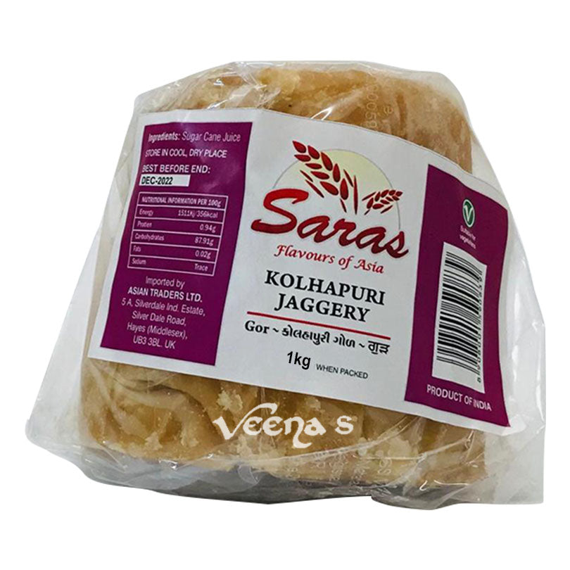 Buy Saras Kolhapuri Jaggery 1kg at Veenas.com - Online Indian Grocery Store UK