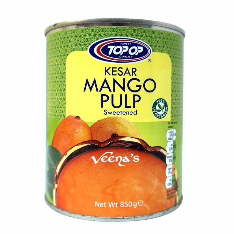 Buy Top Op Kesar Mango Pulp 850g at Veenas.com - Online Indian Grocery Store UK