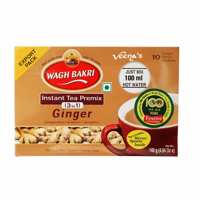 Buy Wagh Bakri (3 In 1) Instant Tea Premix (Ginger) 140g at Veenas.com - Online Indian Grocery Store UK