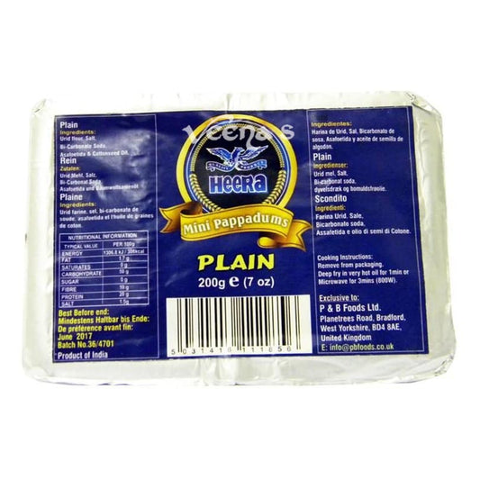 Heera Mini Plain Papadums 200g
