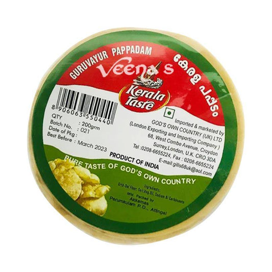 Kerala Taste Guruvayur Pappadam 200g - veenas.com