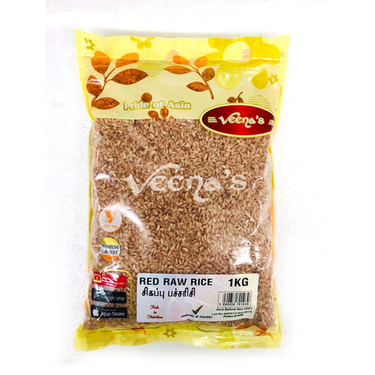 Veena's Red Raw Rice 1kg - Everyday Healthy Grain